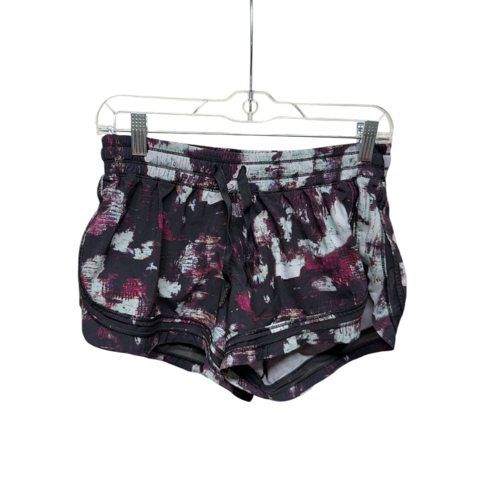 Lululemon Athletica Black, Purple & White Patterned Athletic Shorts